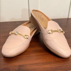 Blush Pink Slip-On Mule with Gold Accent